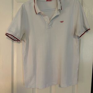 Diesel White Polo with Red Trim